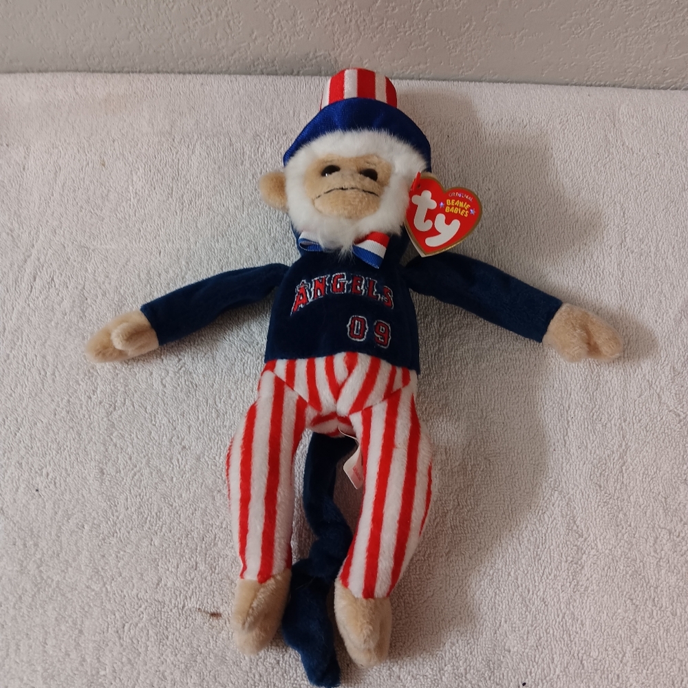 Ty Beanie Baby Patriotic Monkey - Picture 1 of 3